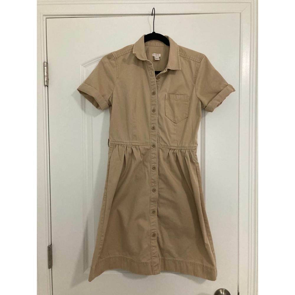 J.CREW Size 4 Button Front Khaki Tan Dress